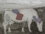 Etching printed in color by Artist, Title: "Al pascolo"